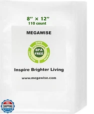 MEGAWISE Vacuum Sealer Bags (8''x 12''-110pcs) for Food Freshness Preservatio