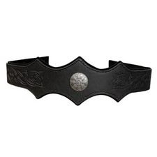Medieval Embossed Faux Leather Headpiece, Retro Renaissance Adjustable Black B