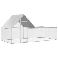 Chicken Cage Walk-in Chicken Coop Pen Poultry Cage Galvanized Steel vidaXL