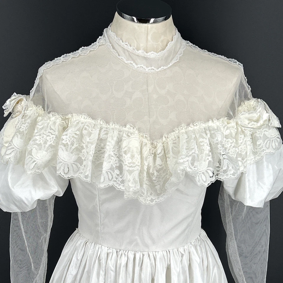 Country Elegance Wedding Dress 70s Victorian Sz 10 Layers Vintage - Image 2 of 4
