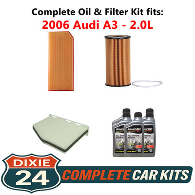 2006 Audi A3 2.0L Complete Oil, Air & Cabin Filter Kit (0W-30)
