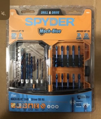 Spyder Mach-Blue 1/4-in x Impact Driver Bit Set 15 -Piece