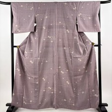 JAPANESE KIMONO FINE PATTERN LIGHT PURPLE 165cm 5 ft 5 in PURE SILK B0850