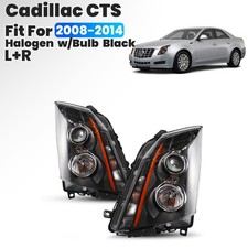 For 2008-2014 Cadillac Cts Halogen Upgrade Headlights Black Conversion Pair