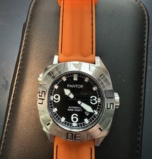Pantor Seal 500M Automatic 44mm Original Silver Diver with Orange Strap