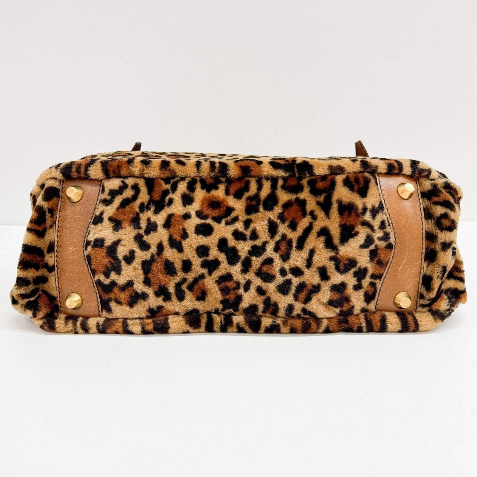 MIU MIU Brown Leopard Print Cut Wool Handle Bag — image 8