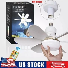 Large Ceiling Fan Socket Fan 40W with Dimmable LED Light Remote Controller .