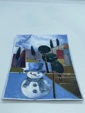 ACEO original art Handmade Collage | Purple Snowman #110 | by Tehillah 