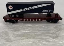 O Scale MTH Wabash Railroad Piggyback Car With 48 Ft Truck Trailer L/N condition