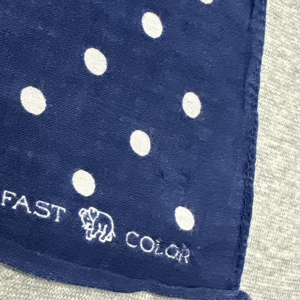 Bandana elefante vintage anos 40 azul cor rápida tronco algodão bolinhas EUA - Imagem 3 de 4