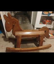 WoodenRocking Horse, vintage child's toy, Heavy solid wooden horse