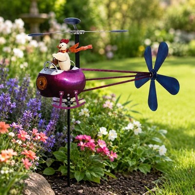 Robuste Metall Wetterfahne für Garten mit Hühnerpilot Figur Im Freien
