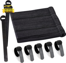 120 X Reusable Cable Ties Black, Adjustable Releasable Hook and Loop Cable Strap