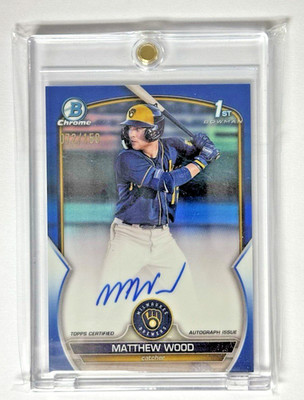 2023 Bowman chrome /150 Auto true Blue Refractor #CPA-MW Matthew Wood