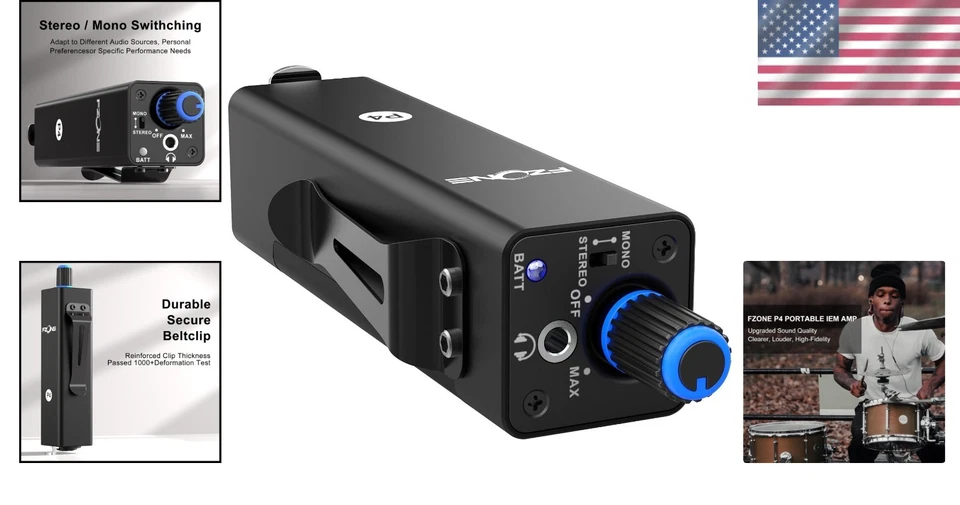 Lightweight IEM Amplifier with Enhanced Belt Clip and Stereo/Mono Flexibility - Image 2 of 4