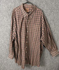 Oak Hill Shirt Mens 5XL Red Brown Plaid Button Down Continuous Comfort Cool Dry