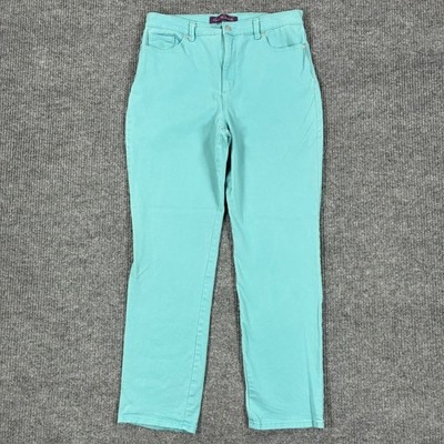 Gloria Vanderbilt Amanda Womens Jeans 14 Teal Straight Leg Stretch High Rise