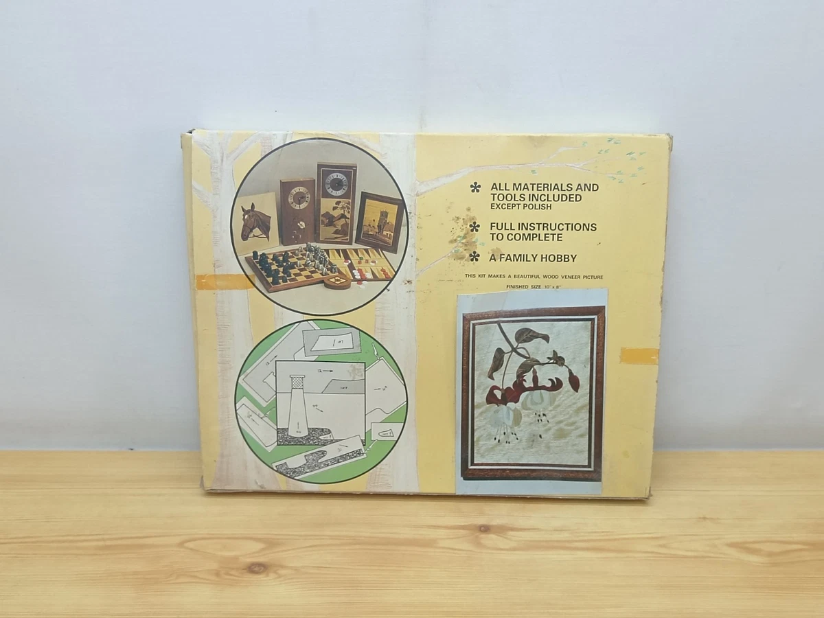 Kit artesanal de marquetería World of Wood vintage - chapas de madera - sin usar