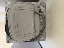 MARC JACOBS Empire City Leather Crossbody Saddle Bag Purse Light Gray EUC!