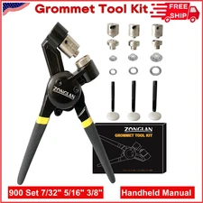 Grommet Tool Kit, Eyelet Tool Multi-Purpose Handheld Hole Punch Rivet Metal 3 Di