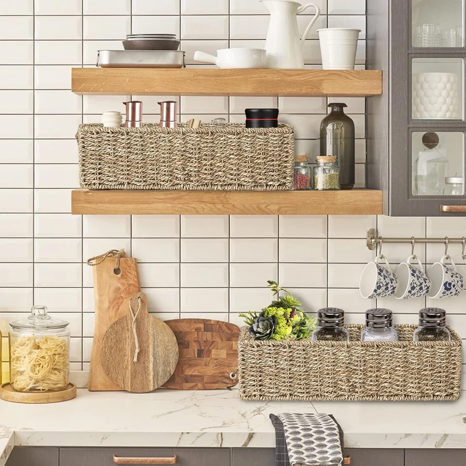 Cesto Vimini, Cestini Portaoggetti, Contenitore Impilabile Intrecciato, Organize - Immagine 4 di 4