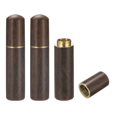 0.7'' OD Wood Sewing Needle Storage Holder, 3 Pcs Toothpick Tube Box, Dark Brown