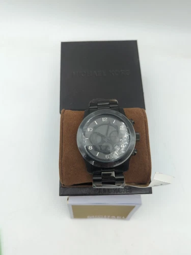 OROLOGIO UOMO NUOVO MICHAEL KORS MK8157 RUNWAY CINTURINO NERO ORIGINALE.