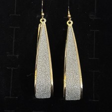 Gold Tone Tapered Dangle Earrings Silver Spar...