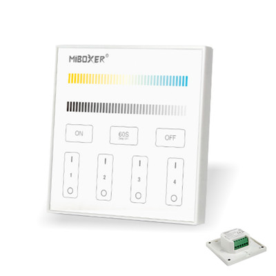 MiBoxer Dual White CCT Wandcontroller Touch Panel 4 Zonen 2.4GHZ 230V | T2