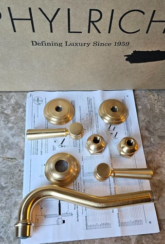 Phylrich  HENRI Widespread Wall Mount Trim Satin Brass fuacet----READ!!