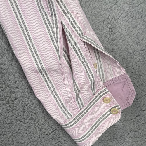Tommy Bahama Mens Large Pink Striped Silk Blend Long Sleeve Dress Shirt - Picture 16 of 20