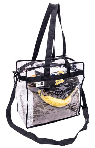2 Clear Transparent Tote Bags PVC w Zipper Stadium Approved Sports Handbag Purse - Picture 4 of 10