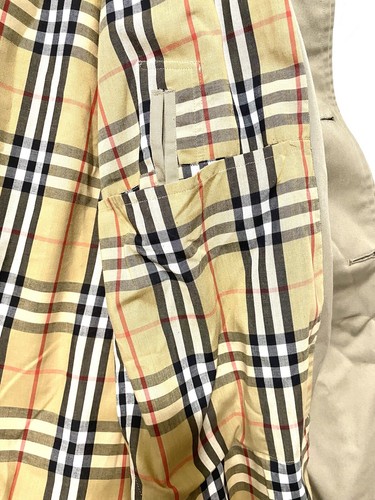 Vintage Classic Khaki Plaid Burberrys Trench Coat Size 52L C97A Pre 1999 Amazing - Picture 9 of 24