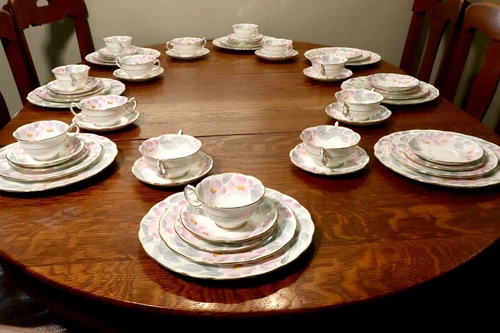 Royal Swansea  Morning Glory Dinnerware setting - 52 Pieces, Rare Soup Bowls