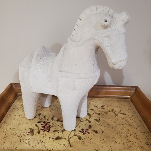 Caballo excavador blanco Bitossi 12" moderno mediados de siglo - Imagen 2 de 8