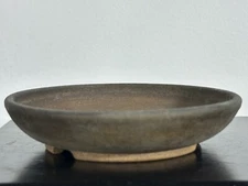 Preowned Japanese Tokoname Round Shohin Mame  Bonsai Pot Kouji 4 3/8 By 1"