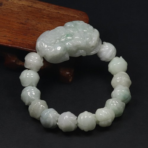 Certified Grade A 100% Natural Green Jadeite Jade Bangle Bracelet PiXiu 08825 - Picture 5 of 12