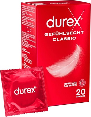 Durex Gefühlsecht Classic Kondome   Dünne Kondome mit anatomischer Easy-On-Form