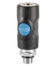 PREVOST ISI SAFETY PUSH-BUTTON COUPLER, 3/8" BODY, INDUSTRIAL, 1/2" MALE NPT