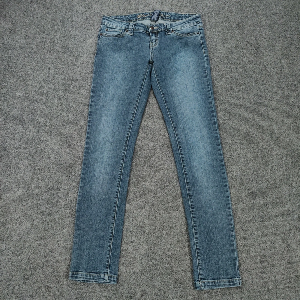 Blue Asphalt Jeans Womens 7 Low Rise Skinny Zip 5 Pocket Stone Wash Blue Denim