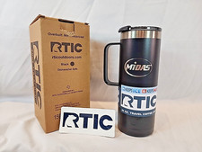 Taza de viaje aislada RTIC 20 oz acero inoxidable negro frío caliente ~ Midas ~ NUEVA EN CAJA