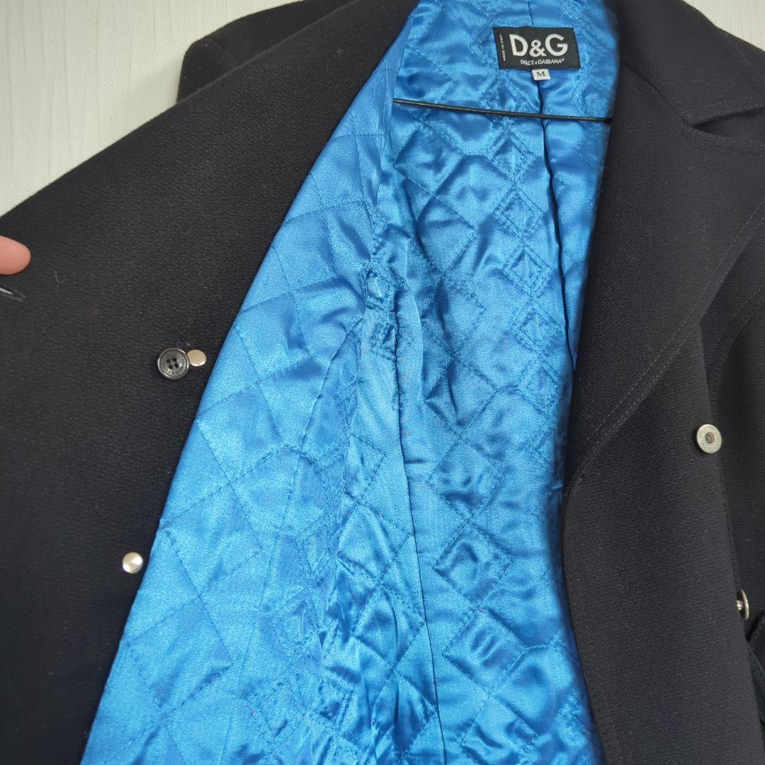 Dolce&Gabbana Trench Coat Black Black Blue Quilted Long Coat