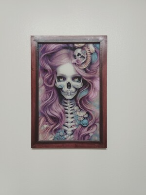 Purple Hair Skull - Finished, Sealed & Framed Diamond Painting
