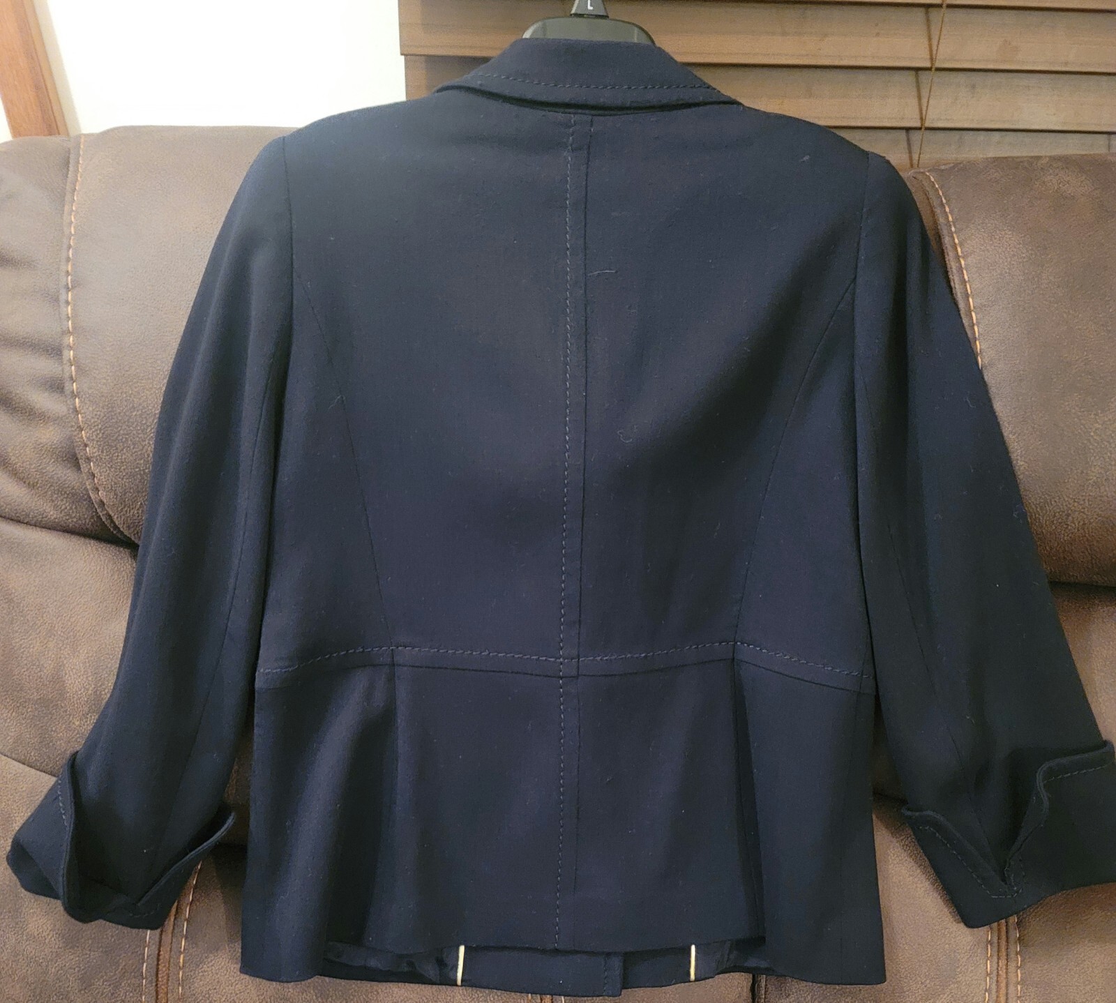 Escada Navy Blue Hidden Button Jacket Blazer Size 38 Gem