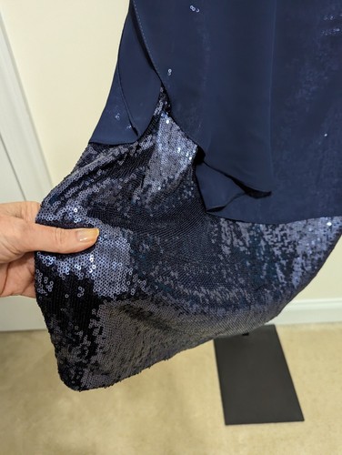 Betsy & Adam Women's Plus Navy Blue Sequin Dress Chiffon Overlay Sz 20W $189 - Picture 5 of 10