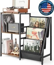 Soporte para tocadiscos, soporte para tocadiscos con almacenamiento de discos.