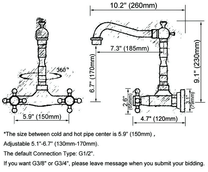 Antique Red Copper Kitchen Faucet Bathroom Sink Mixer Tap Wall Mount fsf866 - Image 3 of 4