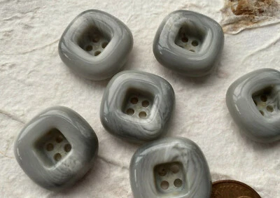 6 Knöpfe ❤️❤️ 25mm grau 4eckig Büffelhorn imitat Jackenknopf Wollmantel Ersatzkn - Bild 1 von 2