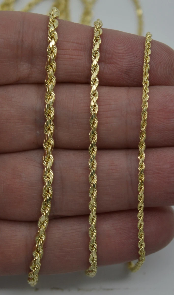 10k Yellow Solid GOLD Hollow Rope Chain Necklace 3mm 18