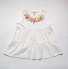 J.CREW CREWCUTS GIRLS WHITE FLORAL EMBROIDERED CREWNECK TUNIC TOP Sz 3